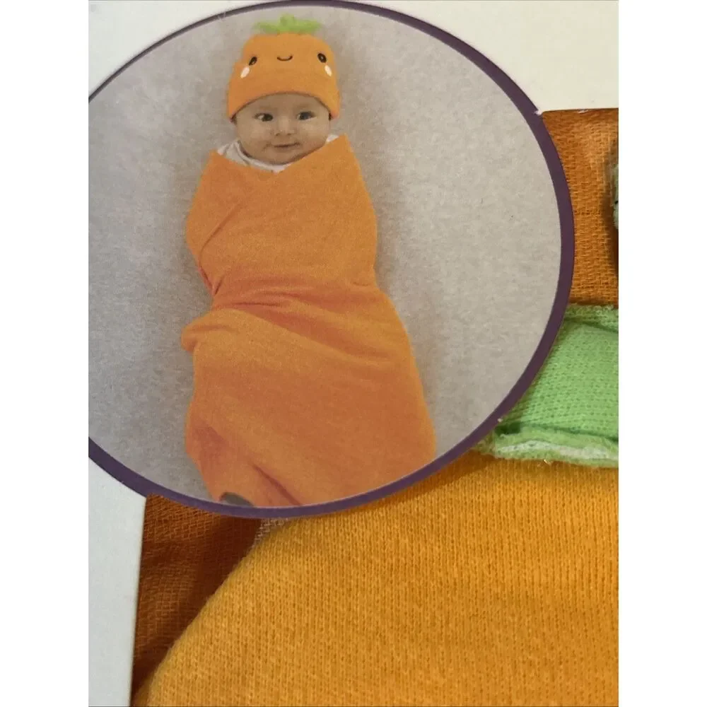 New In Package Baby‎ Pumpkin Swaddle & Beanie Set Orange Gift Set Thanksgiving